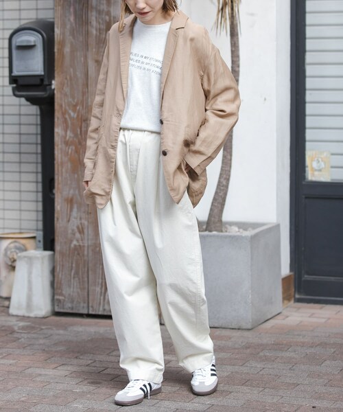 URBAN RESEARCH DOORS（アーバンリサーチドアーズ）の「FORK&SPOON　ラミーブレンドビッグジャケット（テーラードジャケット・レディース・BLACK/BEIGE・1）」の14枚目の写真