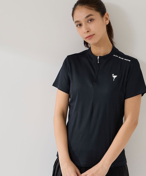 ROPE'(ロペ)の「ストレッチテレコボトルネック半袖プルオーバー/UV・吸水(Tシャツ/カットソー・レディース・ブラック/ホワイト・L/M/S/XL)」の18枚目の写真