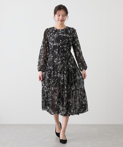 Jayro（ジャイロ）の「フラワーシフォンワンピース（ワンピース・レディース・ブラック/ホワイト系・F）」の2枚目の写真