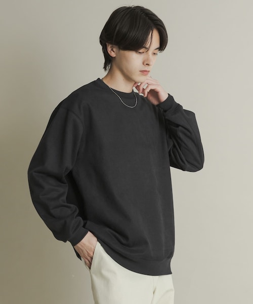 SENSE OF PLACE by URBAN RESEARCH（センスオブプレイスバイアーバンリサーチ）の「フェイクスエードクルーネックスウェット（スウェット・メンズ・GRAY/CHARCOAL/D.BROWN/GREIGE・M/L）」の2枚目の写真