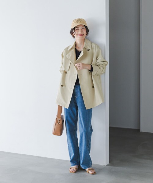 URBAN RESEARCH DOORS（アーバンリサーチドアーズ）の「撥水ショートトレンチ（ステンカラーコート・レディース・L.BEIGE/NAVY・Free）」の10枚目の写真