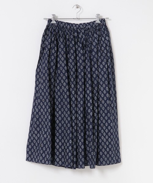 かぐれ（カグレ）の「maison de soil　FLOWER BLOCK PRINT SKIRT（スカート・レディース・NVY/OLV・2）」の15枚目の写真