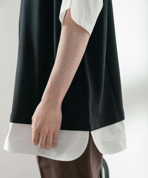 ITEMS URBANRESEARCH(アイテムズ アーバンリサーチ)の「布帛切替レイヤードクルーネックトップス(Tシャツ/カットソー・メンズ・BLK/BEG/MTD/GRY・M/L)」の19枚目の写真