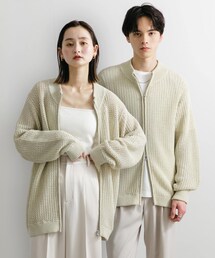 『ユニセックス』『洗濯可』シアーメッシュドライバーズカーディガン
