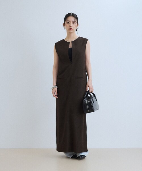 ADAM ET ROPE'（アダムエロペ）の「【WEB限定】2WAY MIXツイードジャンパースカート（ワンピース・レディース・ブラック系/ダークブラウン/ベージュ系・36/38）」の8枚目の写真