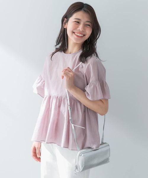 URBAN RESEARCH ROSSO（アーバンリサーチロッソ）の「F by ROSSO　コットンボイル切替ギャザーブラウス（シャツ/ブラウス・レディース・LAVENDER/MINT/L/BROWN/BLACK・FREE）」の4枚目の写真