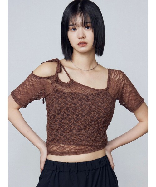 EMODA（エモダ）の「レーススキンフィットトップ（その他トップス・レディース・ホワイト/ブラック/ブラウン・F）」の3枚目の写真