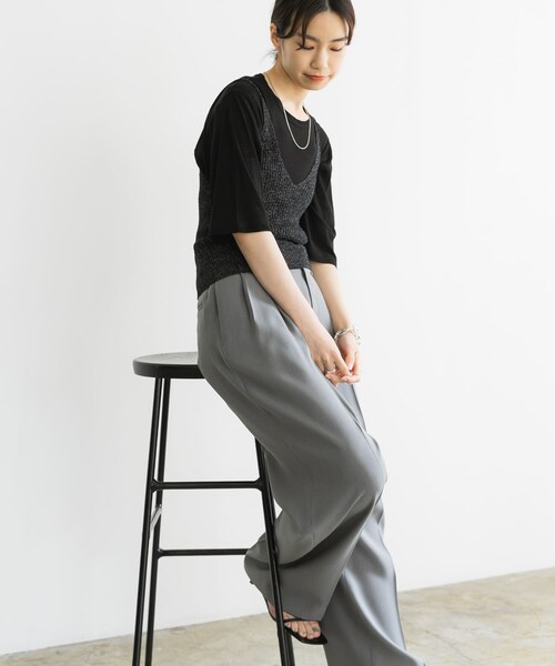 URBAN RESEARCH（アーバンリサーチ）の「ニットキャミソール（キャミソール・レディース・LAME BLACK/BROWN・FREE）」の9枚目の写真