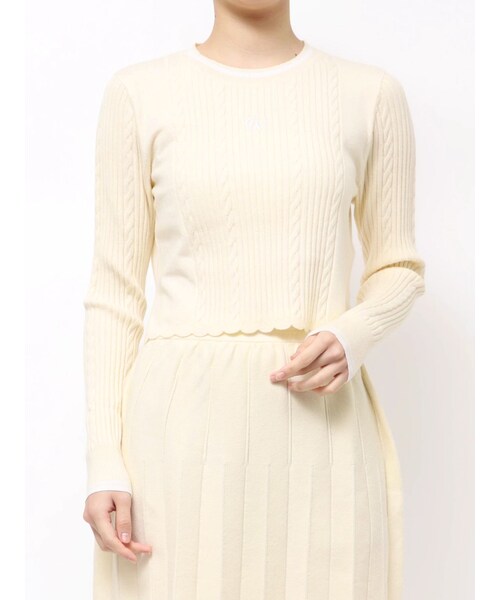 CALNAMUR（カルナムール）の「ケーブルMIXコンパクトニット（ニット/セーター・レディース・グレー/イエロー/ブルー/ネイビー・F）」の13枚目の写真