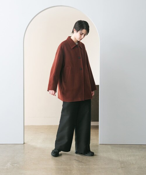 URBAN RESEARCH（アーバンリサーチ）の「スーパー140ステンカラーリバーミドルコート（ステンカラーコート・レディース・BRICK/NAVY/BLACK・FREE）」の22枚目の写真