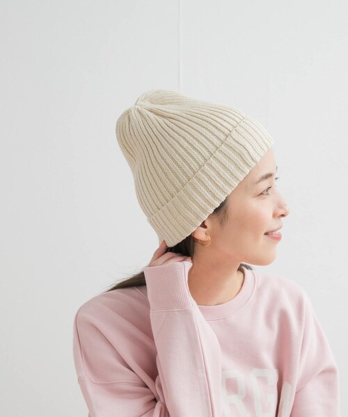 URBAN RESEARCH DOORS（アーバンリサーチドアーズ）の「コットンリネンニットキャップ（ニットキャップ/ビーニー・レディース・IVORY/GREGE/BLACK・one）」の5枚目の写真