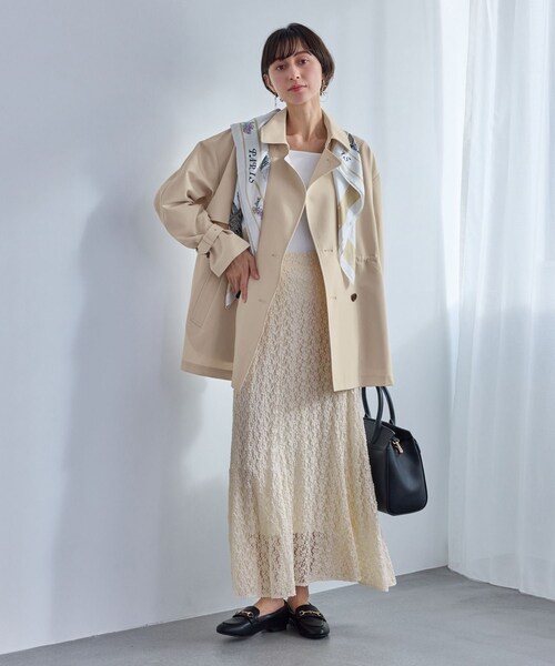 ROPE' PICNIC(ロペピクニック)の「ミドル丈トレンチコート/撥水・花粉ガード(トレンチコート・レディース・ベージュ/カーキ/ネイビー・F)」の6枚目の写真