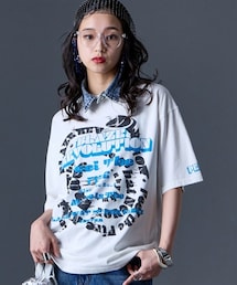 GEVS. | 綿100%ピグメント染ビッグロゴプリントTシャツ<大きいサイズ有>GEVS.(Tシャツ/カットソー)