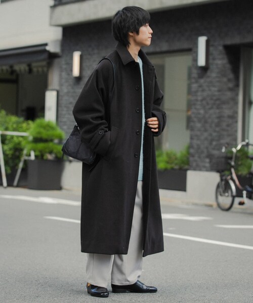 SENSE OF PLACE by URBAN RESEARCH（センスオブプレイスバイアーバンリサーチ）の「『ユニセックス』バルマカーンルーズコート（ステンカラーコート・メンズ・BLACK/D.BROWN/BLUE/BRN×BLK・M/L）」の11枚目の写真