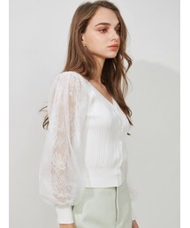 MERCURYDUO | 2WAYレーススリーブニットカーディガン(カーディガン/ボレロ)