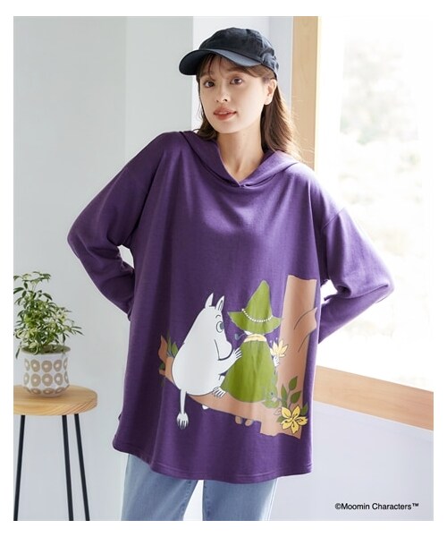 nissen（ニッセン）の「大きいサイズプリントパーカーチュニック／ムーミン（スウェット・レディース・黒(リトルミイ)/パープル(ムーミン&スナフキン)/カーキ(フローレンス)/オフホワイト(リトルミイ)/ネイビー(ムーミンママ)・L~LL相当/3L~4L相当/5L~6L相当/8L相当/10L相当）」の22枚目の写真