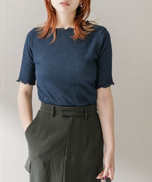 URBAN RESEARCH ROSSO（アーバンリサーチロッソ）の「シアー楊柳ボートネックプルオーバー（Tシャツ/カットソー・レディース・WHITE/GREEN/NAVY・FREE）」の3枚目の写真