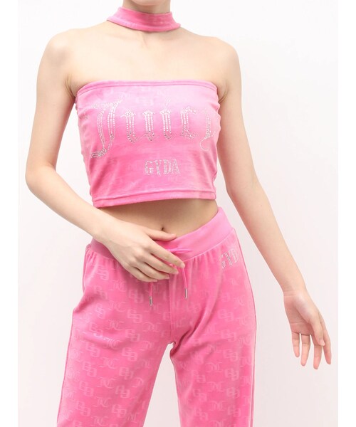GYDA(ジェイダ)の「GYDA×Juicy Couture GG JC Emboss Big Bling Velour Bustier(キャミソール・レディース・ブラック/ピンク/ミントグリーン・F)」の6枚目の写真