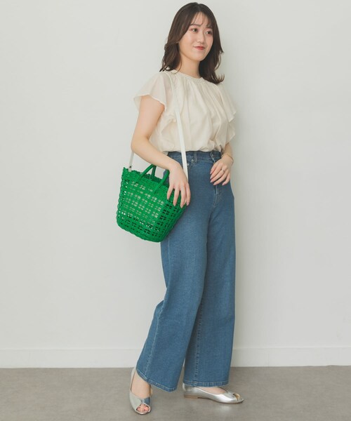 RODE SKO（ロデスコ）の「ショルダー付編みかごバッグ（かごバッグ・レディース・BROWN/WHITE/GREEN/BLUE・one）」の18枚目の写真