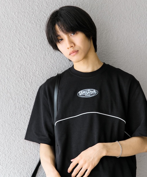 SENSE OF PLACE by URBAN RESEARCH(センスオブプレイスバイアーバンリサーチ)の「ブロックドデザインTシャツ(5分袖)(Tシャツ/カットソー・メンズ・BLK×WHT/GRN×ORG/BLU×YEL・M/L)」の5枚目の写真