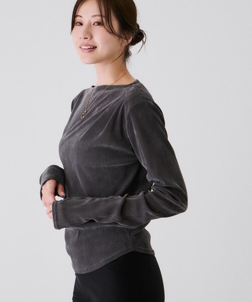 Jayro(ジャイロ)の「シアーベロアカットソー(Tシャツ/カットソー・レディース・ブラック/チャコール/ホワイト系・M)」の13枚目の写真