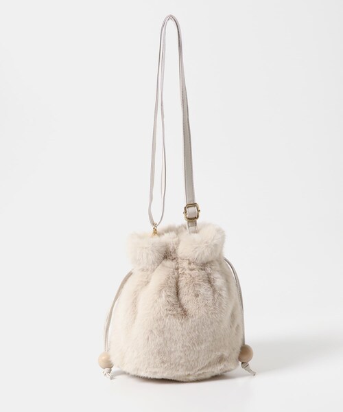 RODE SKO（ロデスコ）の「ウッドボールキンチャクファーバッグ（スカート・レディース・IVORY/MOCHA/BROWN・one）」の18枚目の写真