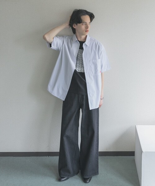 SENSE OF PLACE by URBAN RESEARCH（センスオブプレイスバイアーバンリサーチ）の「『別注』LOVE POP STUDIO×SENSE OF PLACE　シャツ（シャツ/ブラウス・メンズ・WHITE/BLUE・M/L）」の10枚目の写真