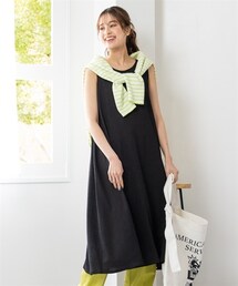 nissen | 大きいサイズ　涼しいサラサラカットソー楊柳ノースリーブワンピース（ロング丈）(ワンピース)