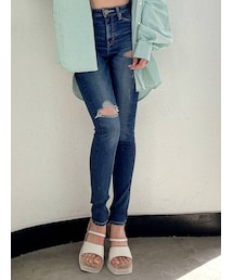 GYDA | M/W SIDE RIPPEDスキニーデニムPT(デニムパンツ)