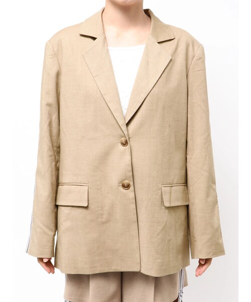 EMODA（エモダ）の「ダブルラインスリーブオーバージャケット（テーラードジャケット・レディース・グレー/ベージュ・F）」の2枚目の写真