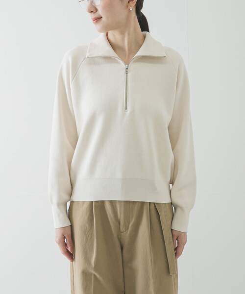 URBAN RESEARCH（アーバンリサーチ）の「ハーフジップスウェットニット（スウェット・レディース・OFF WHITE/YELLOW/NAVY・Free）」の10枚目の写真