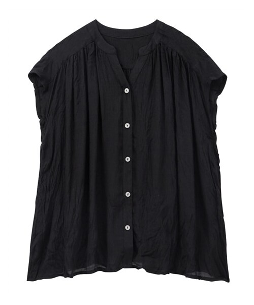 nissen（ニッセン）の「小さいサイズ　楊柳フレンチスリーブブラウス　低身長さん・小柄女性（シャツ/ブラウス・レディース・黒/グレー/ベージュ/ロイヤルブルー・PSS・PS/PM・PL）」の5枚目の写真