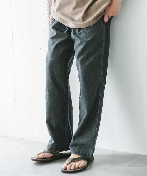 URBAN RESEARCH DOORS（アーバンリサーチドアーズ）の「リネンブレンドデニム イージートラウザー（デニムパンツ・メンズ・INDIGO/INDIGOUSED/BLACK/BLACK USED・M/L）」の2枚目の写真