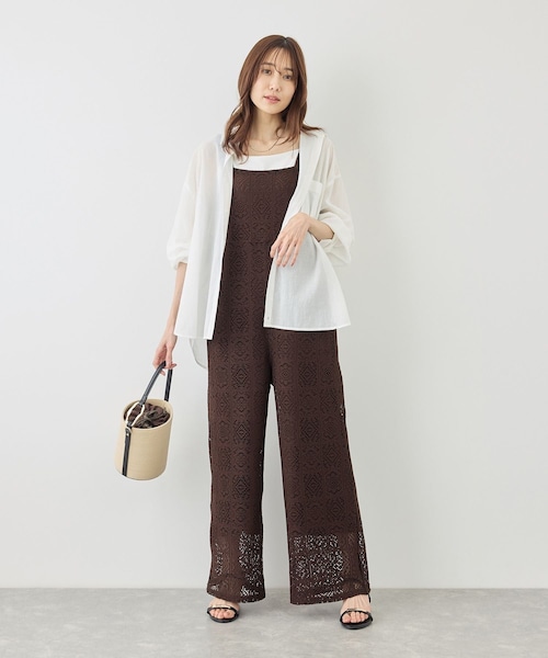 ROPE' PICNIC(ロペピクニック)の「幾何学レースオールインワン(つなぎ/オールインワン・レディース・キナリ/ブラウン・F)」の20枚目の写真