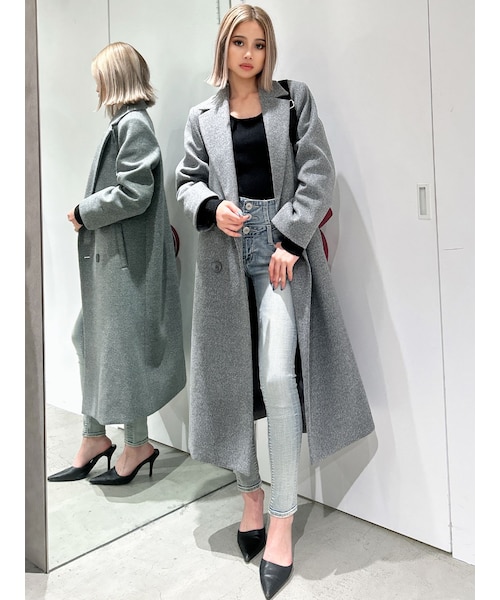 GYDA（ジェイダ）の「ロングチェスターコート（ダウンジャケット/コート・レディース・グレー/ブラック・F）」の2枚目の写真