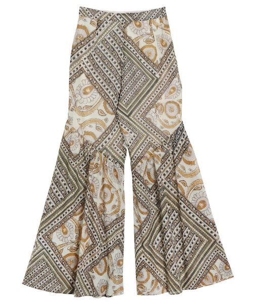 Modernインディアンパターンフレアーパンツ
