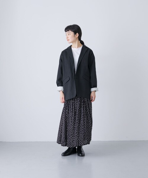かぐれ(カグレ)の「Tailored jacket w/lining(テーラードジャケット・レディース・BEIGE/BLACK・FREE)」の8枚目の写真