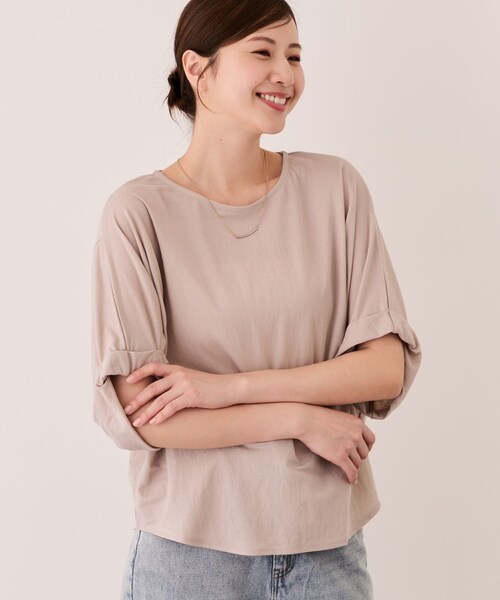 Jayro(ジャイロ)の「バックタックドルマンプルオーバー(Tシャツ/カットソー・レディース・ブラック/ホワイト系/ベージュ・M)」の3枚目の写真