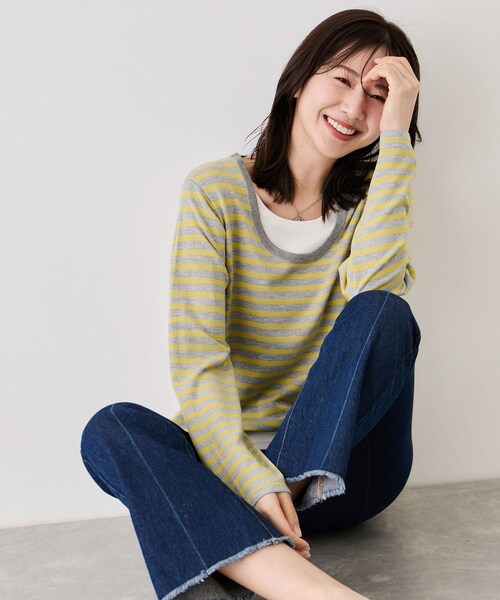 Jayro（ジャイロ）の「レイヤーニットプルオーバー（ニット/セーター・レディース・グレー系/ホワイト系/イエロー系・F）」の19枚目の写真