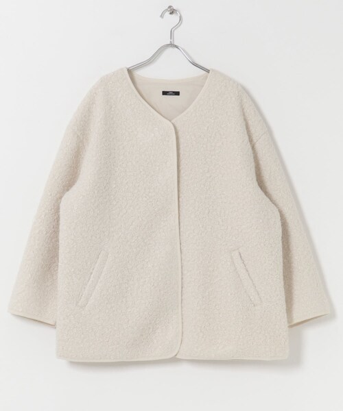 ITEMS URBANRESEARCH(アイテムズ アーバンリサーチ)の「ボアジャケット(ノーカラージャケット・レディース・OFF/GRY/L.BRN・Free)」の12枚目の写真