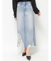 GYDA | HEM ダメージデザイン デニム ロングスカート(デニムスカート)