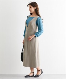 nissen | 【大きい胸専用】肩ひもが落ちにくいジャンパースカート（片側ポケット付）(ワンピース)