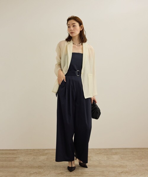 ROPE'(ロペ)の「コットンサテンオールインワン/洗える(つなぎ/オールインワン・レディース・ネイビー/ターコイズ・F)」の14枚目の写真