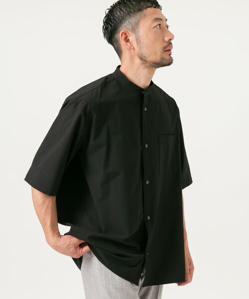 URBAN RESEARCH ROSSO（アーバンリサーチロッソ）の「『XLサイズあり』マイクロサッカーバンドカラー半袖シャツ（シャツ/ブラウス・メンズ・BLACK/NAVY/CHARCOAL/DARK BROWN・S/M/L/XL）」の16枚目の写真
