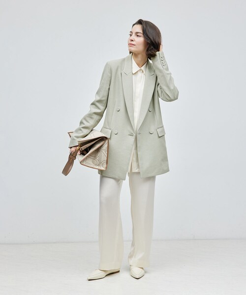 ROPE'（ロペ）の「ヘビーリネン ダブルジャケット（テーラードジャケット・レディース・グリーン系/ネイビー/キナリ・36/38）」の17枚目の写真