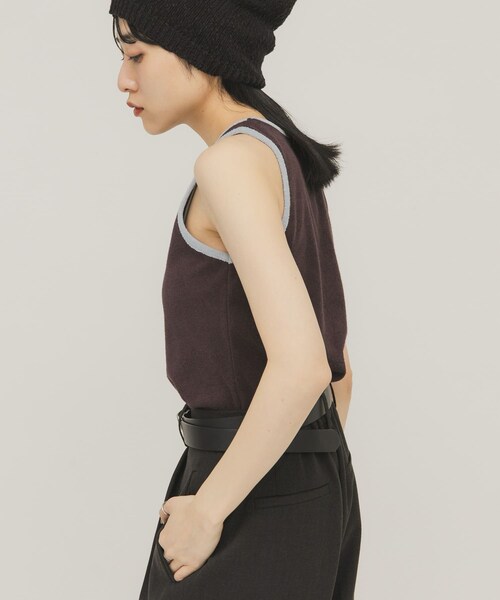 KBF（ケイビーエフ）の「バイカラーパイルタンク（タンクトップ・レディース・BEIGE/BROWN/CHARCOAL・One）」の19枚目の写真