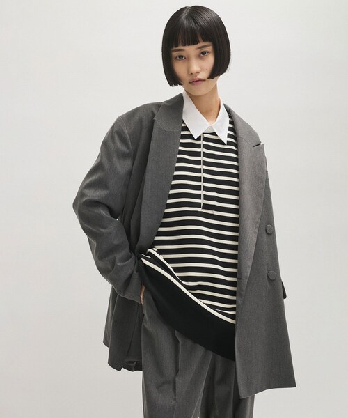 ADAM ET ROPE'（アダムエロペ）の「【サステナブル】・【オケージョン】ダブルブレストジャケット（テーラードジャケット・レディース・ブラック/グレー/オフホワイト・36/38）」の8枚目の写真