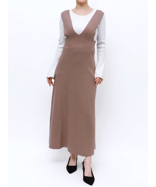 RESEXXY（リゼクシー）の「コルセットフレアニットジャンスカ（ジャンパースカート・レディース・アイボリー/ブラック/ピンク・F）」の6枚目の写真