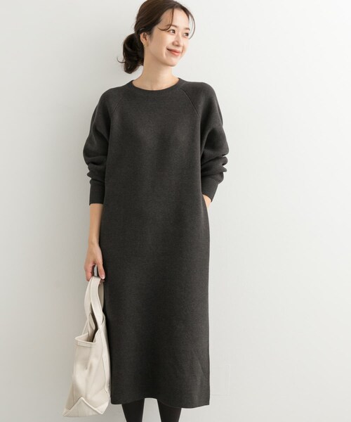 URBAN RESEARCH DOORS(アーバンリサーチドアーズ)の「スウェットライクニットワンピース(ワンピース・レディース・L/BEG/BORDEAUX/CHARCOAL・Free)」の5枚目の写真