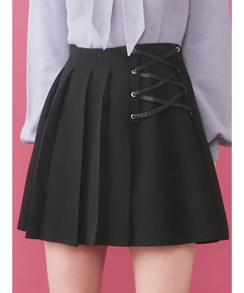 EATME（イートミー）の「アシンメトリープリーツスカート（スカート・レディース・ブラック/ピンク/ミックス・S/M）」の2枚目の写真